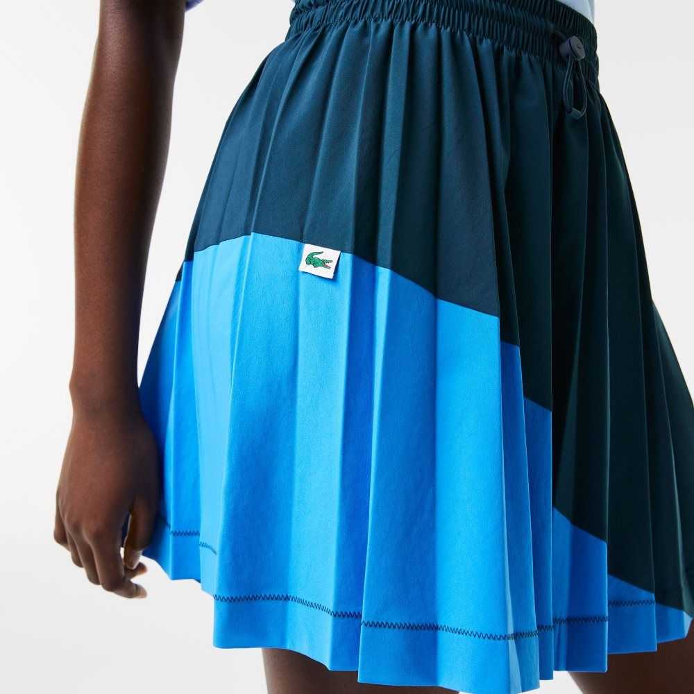 Lacoste Color-Block Nylon Pleated Skirt Blue | WFU-603542