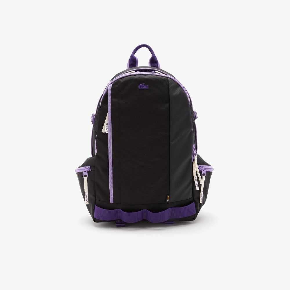 Lacoste Color-Block Zip Pocket Backpack Noir Samui Neva Farine | AYH-421539