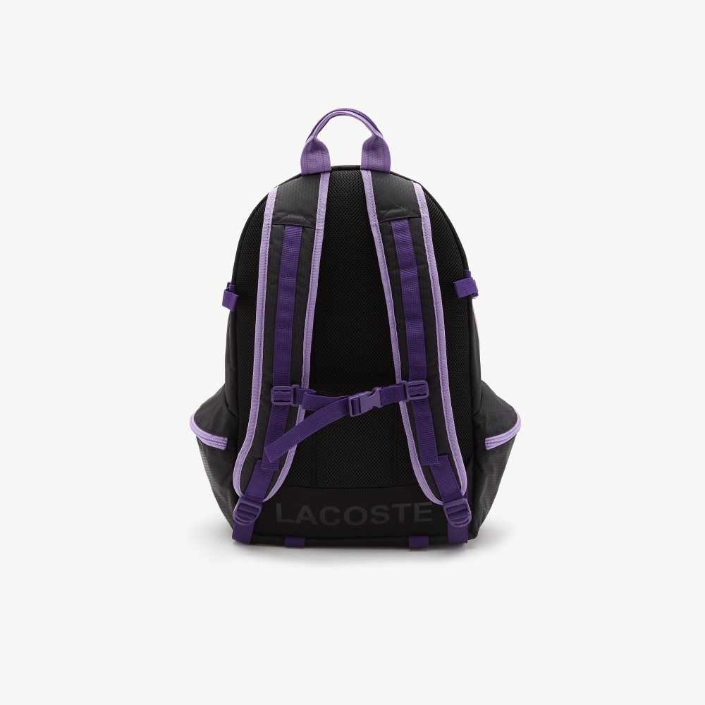 Lacoste Color-Block Zip Pocket Backpack Noir Samui Neva Farine | AYH-421539