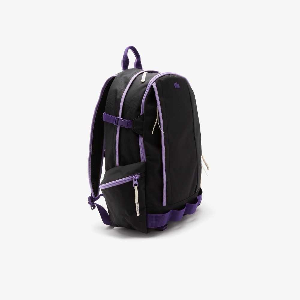 Lacoste Color-Block Zip Pocket Backpack Noir Samui Neva Farine | AYH-421539