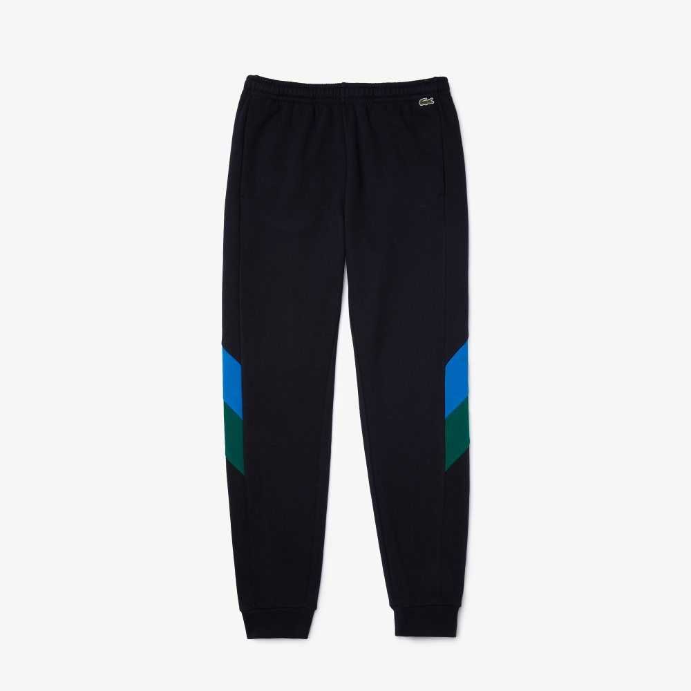 Lacoste Colorblock Bands Cotton Fleece Jogging Pants Navy Blue / Blue / Green | KUH-284973