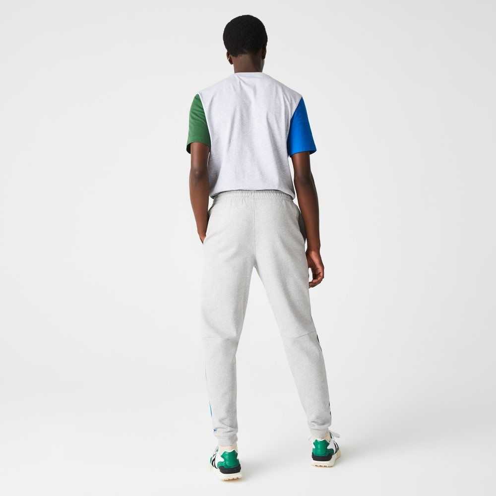 Lacoste Colorblock Cotton Fleece Blend Jogging Pants Grey Chine / Blue / Green | IDP-287695