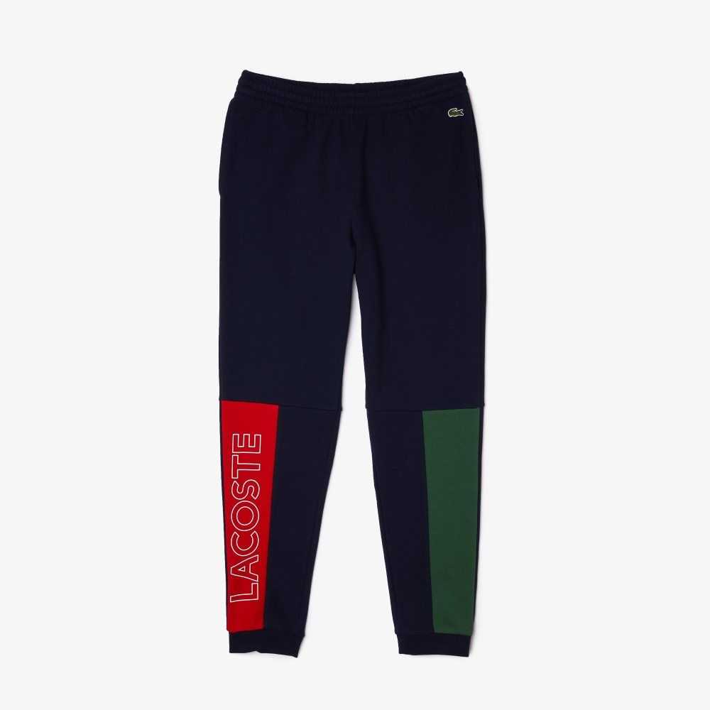 Lacoste Colorblock Cotton Fleece Blend Jogging Pants Navy Blue / Green / Red | PWH-680972