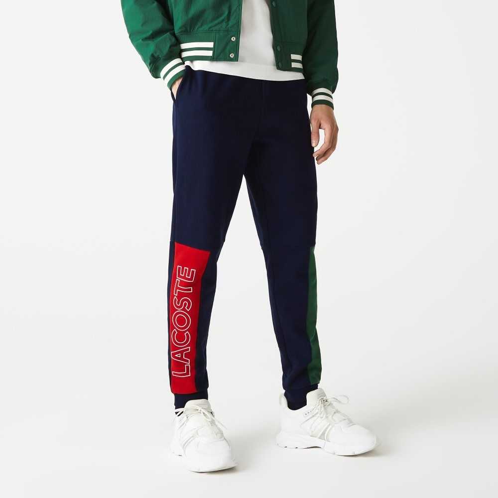 Lacoste Colorblock Cotton Fleece Blend Jogging Pants Navy Blue / Green / Red | PWH-680972