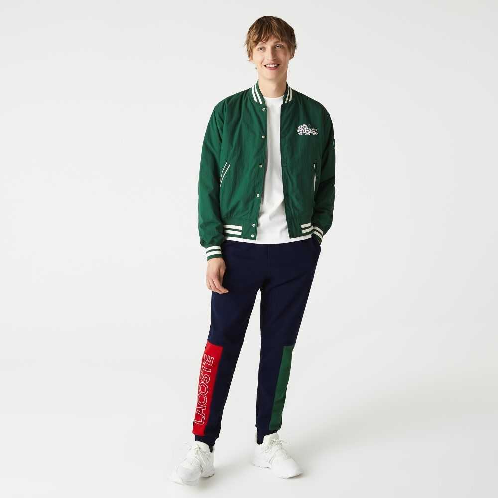 Lacoste Colorblock Cotton Fleece Blend Jogging Pants Navy Blue / Green / Red | PWH-680972