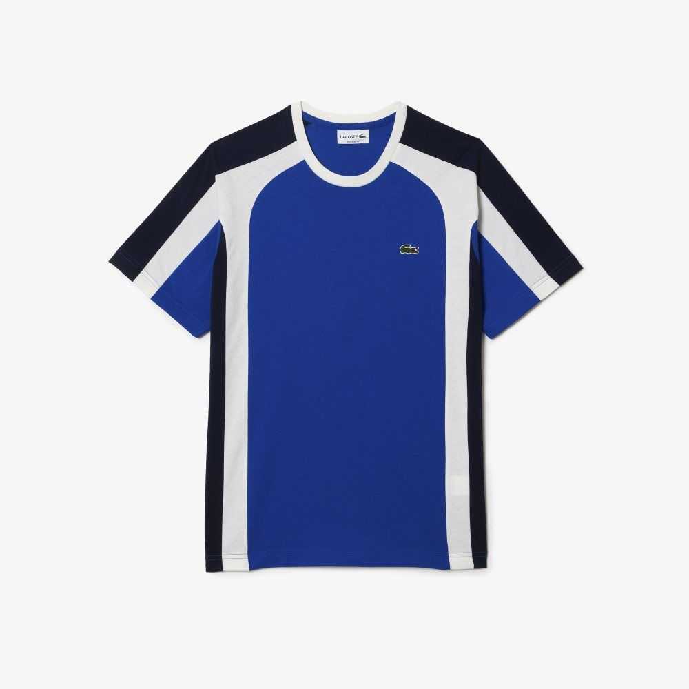 Lacoste Colorblock Cotton Jersey T-Shirt Blue / Navy Blue / White | CKB-650482