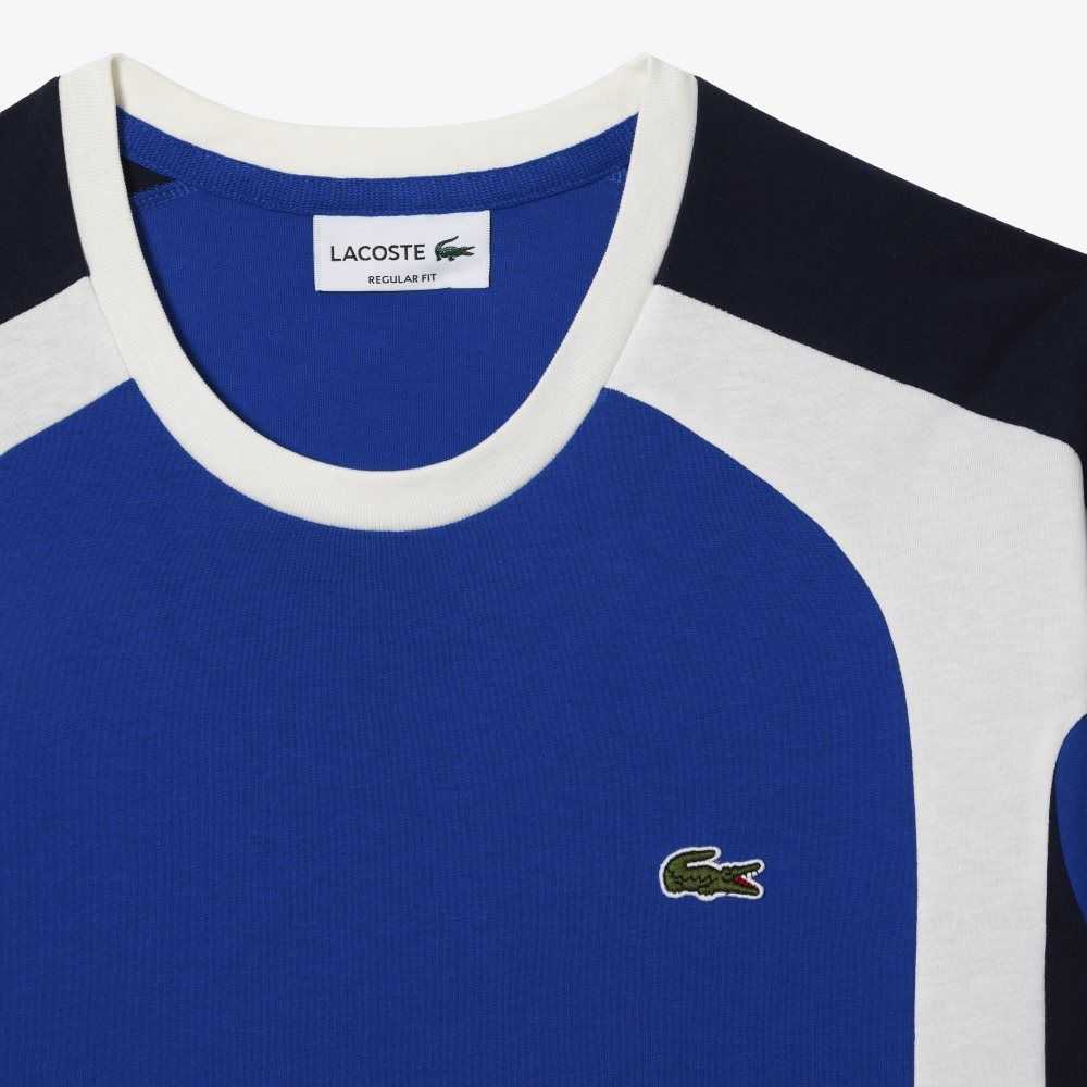 Lacoste Colorblock Cotton Jersey T-Shirt Blue / Navy Blue / White | CKB-650482