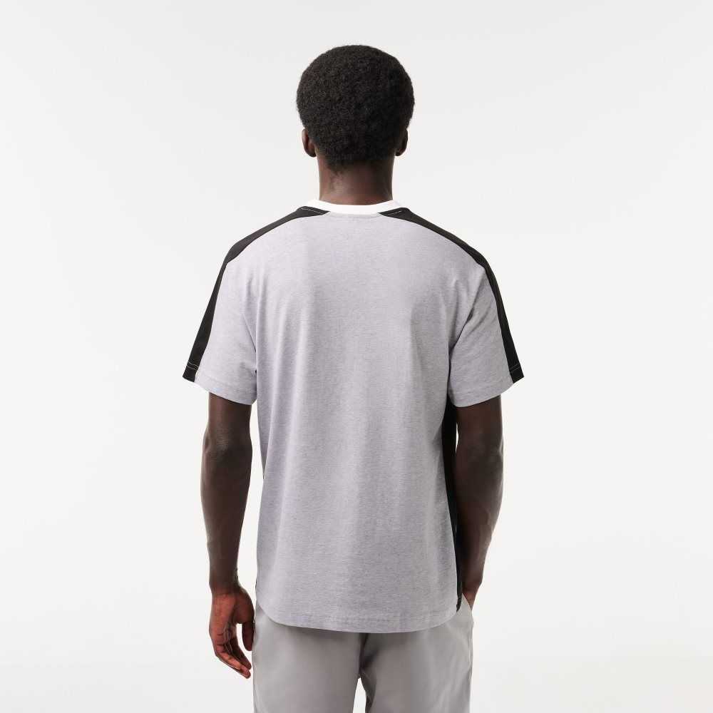 Lacoste Colorblock Cotton Jersey T-Shirt Grey Chine / Black / White | DZT-460182