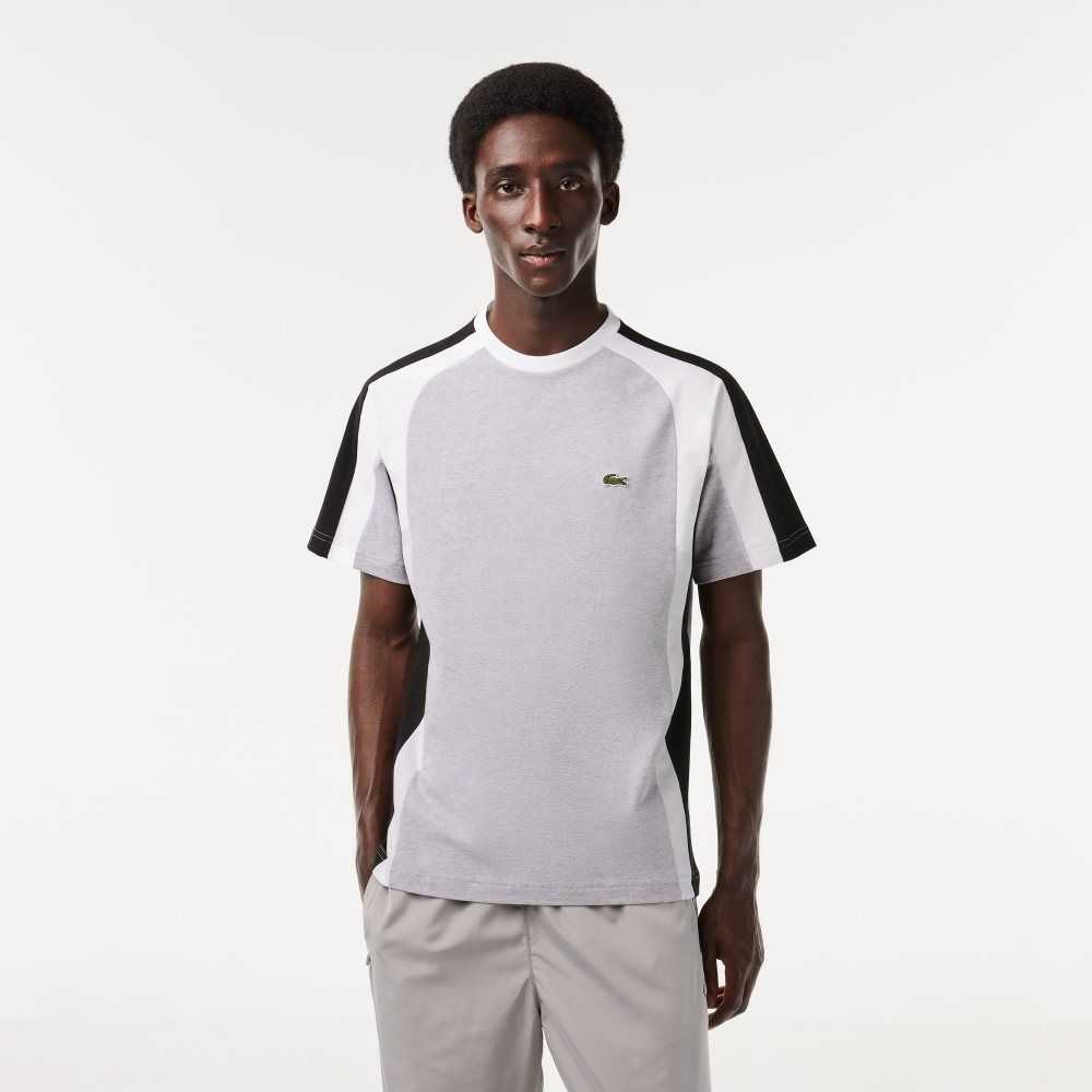 Lacoste Colorblock Cotton Jersey T-Shirt Grey Chine / Black / White | DZT-460182