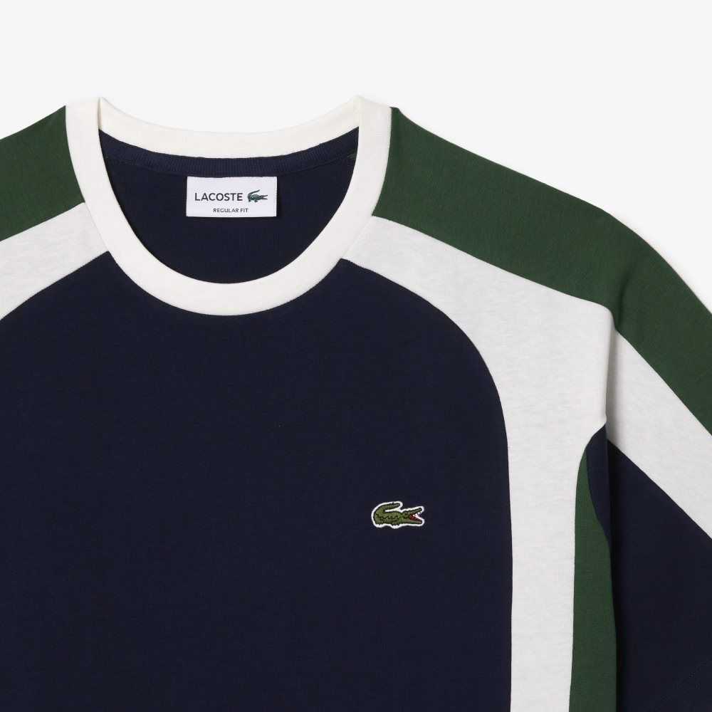 Lacoste Colorblock Cotton Jersey T-Shirt Navy Blue / Green / White | XRQ-694123