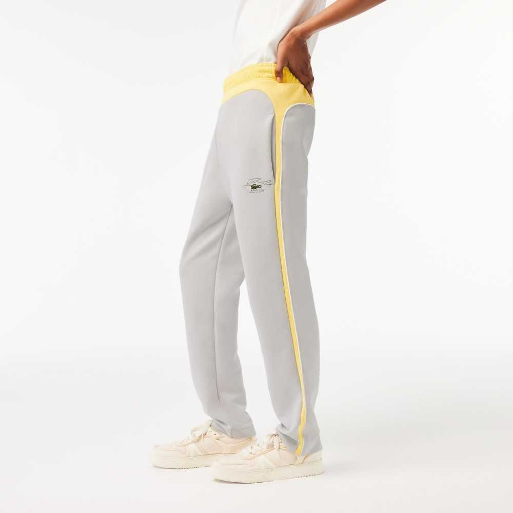 Lacoste Colorblock Organic Cotton Track Pants Light Grey / Yellow / White | EGM-739562