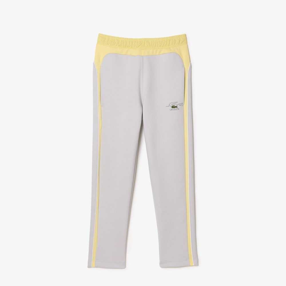 Lacoste Colorblock Organic Cotton Track Pants Light Grey / Yellow / White | EGM-739562