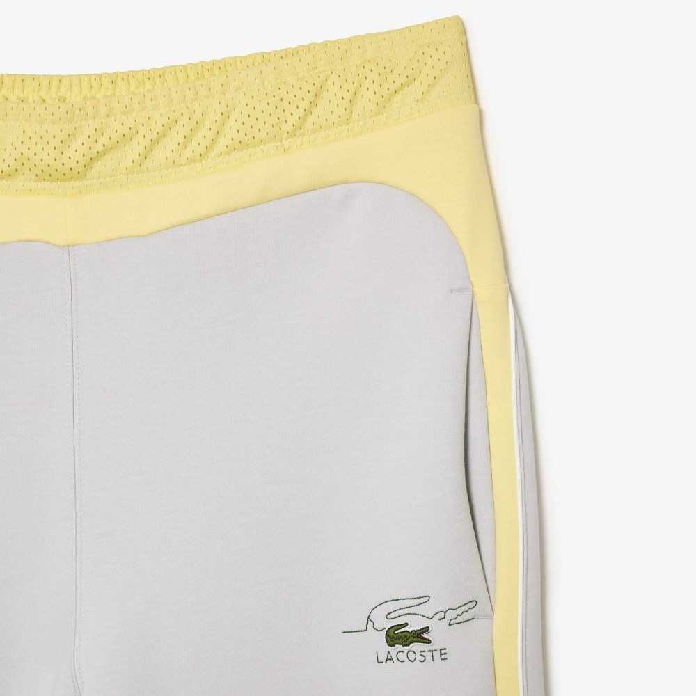 Lacoste Colorblock Organic Cotton Track Pants Light Grey / Yellow / White | EGM-739562