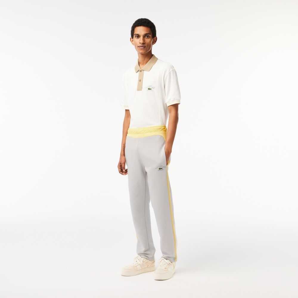 Lacoste Colorblock Organic Cotton Track Pants Light Grey / Yellow / White | EGM-739562