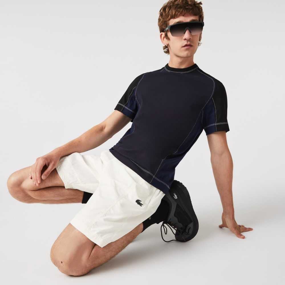 Lacoste Colorblock Patchwork Effect Shorts White | GPU-320468