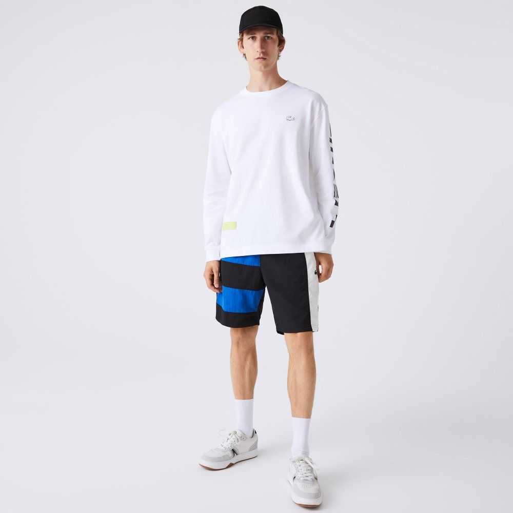 Lacoste Colorblock Patchwork Effect Shorts Black / Blue / White | NYH-068472