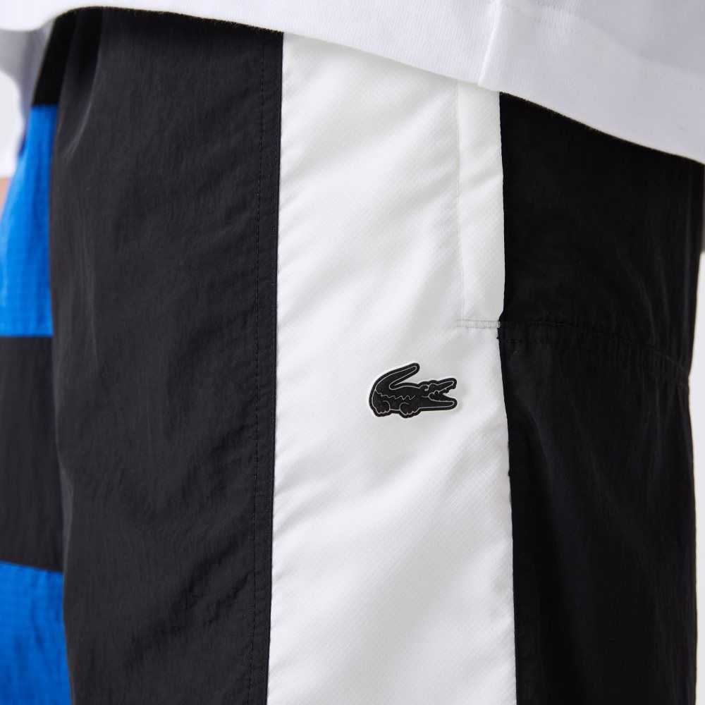 Lacoste Colorblock Patchwork Effect Shorts Black / Blue / White | NYH-068472