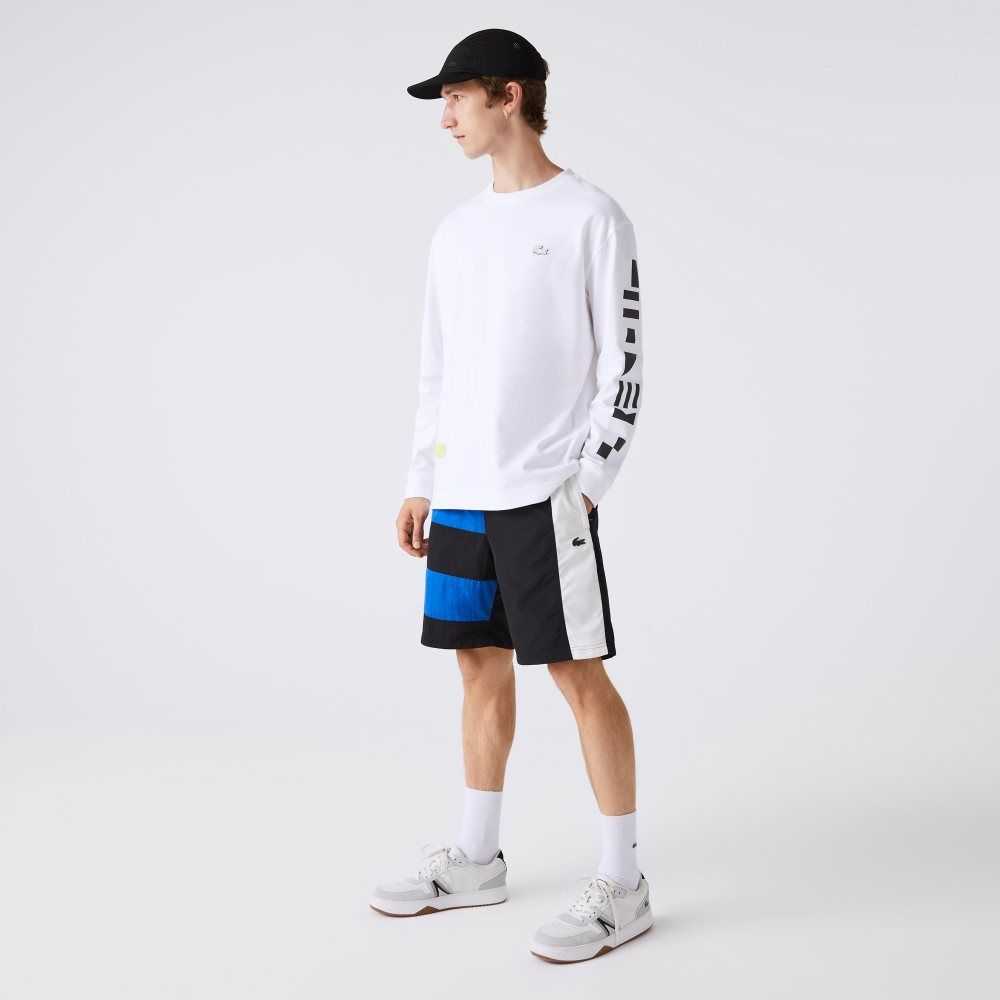 Lacoste Colorblock Patchwork Effect Shorts Black / Blue / White | NYH-068472