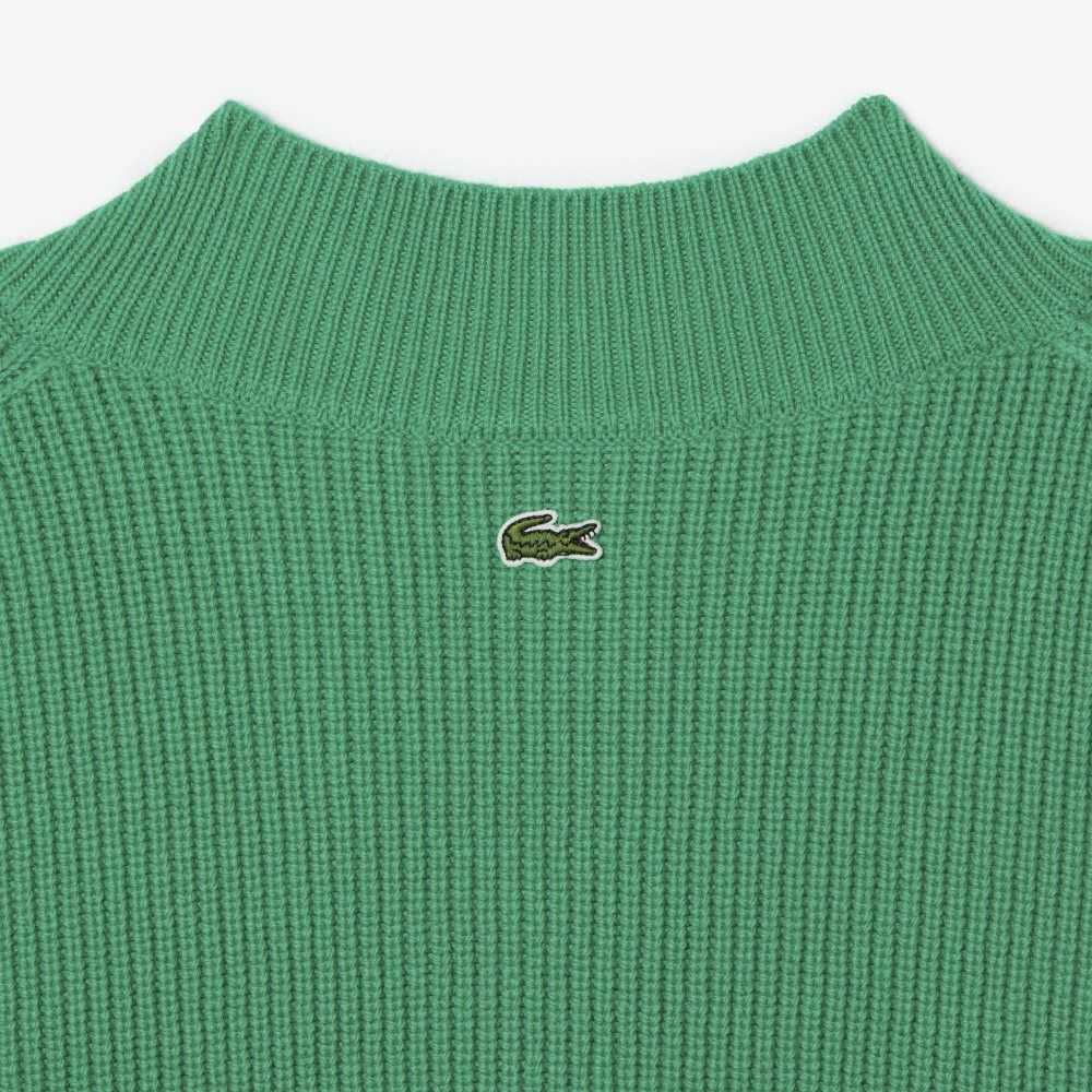 Lacoste Comic Badge V-Neck Wool Sweater Green | BXJ-835041