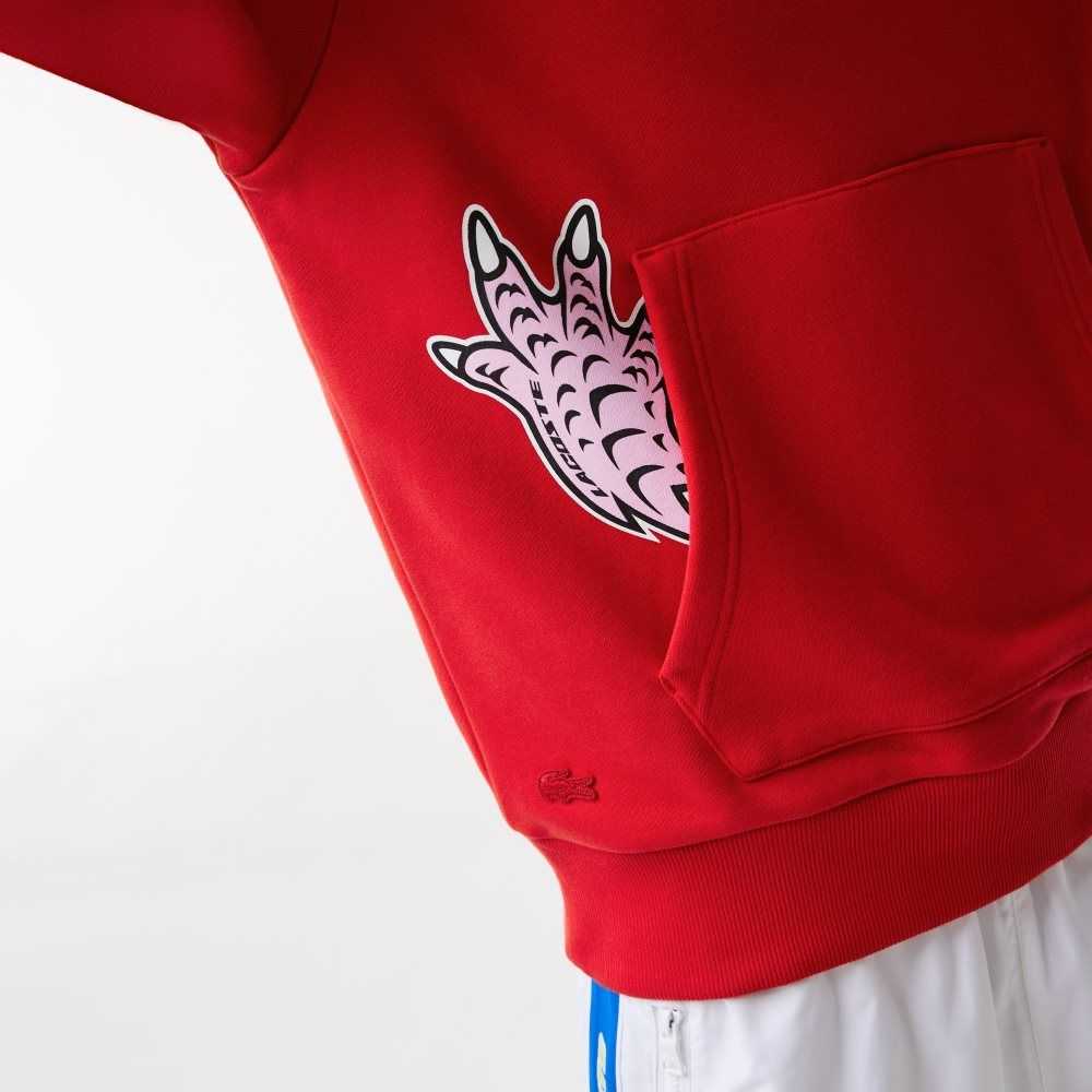 Lacoste Comic Effect Print Hooded Sweatshirt Red | XRG-109645