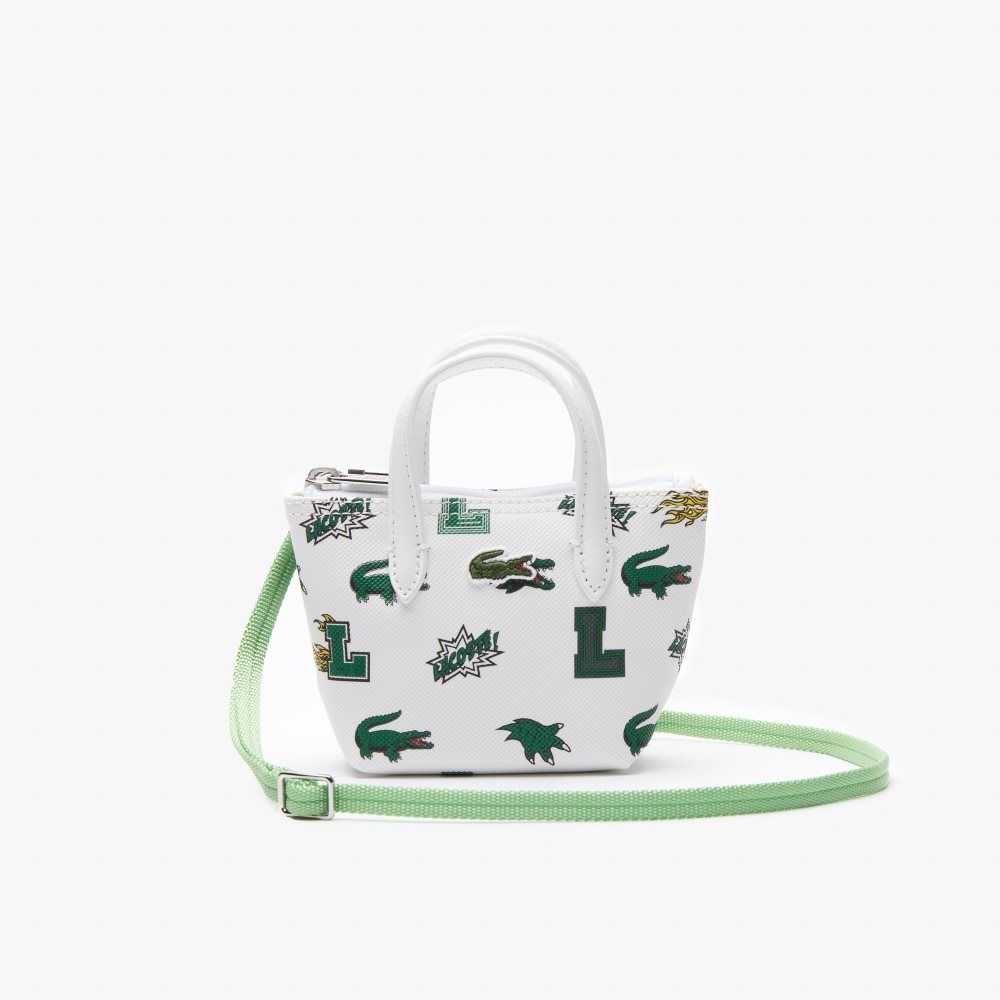 Lacoste Comic Print Nano Bag Blanc Croc Allover | ZRA-296834