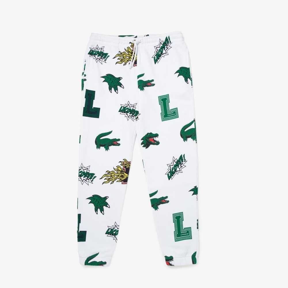 Lacoste Comic Print Trackpants White | HLR-982654