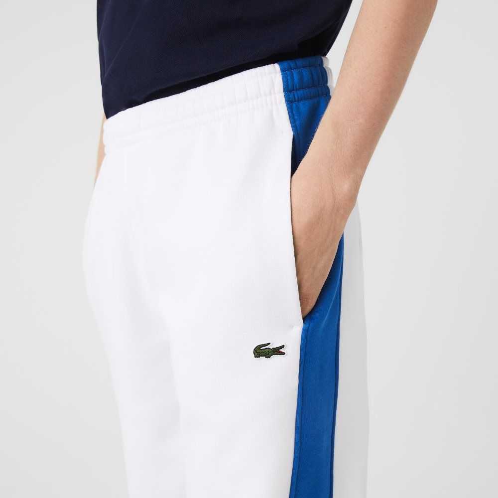 Lacoste Contrast Bands Trackpants White / Blue | OHX-867103