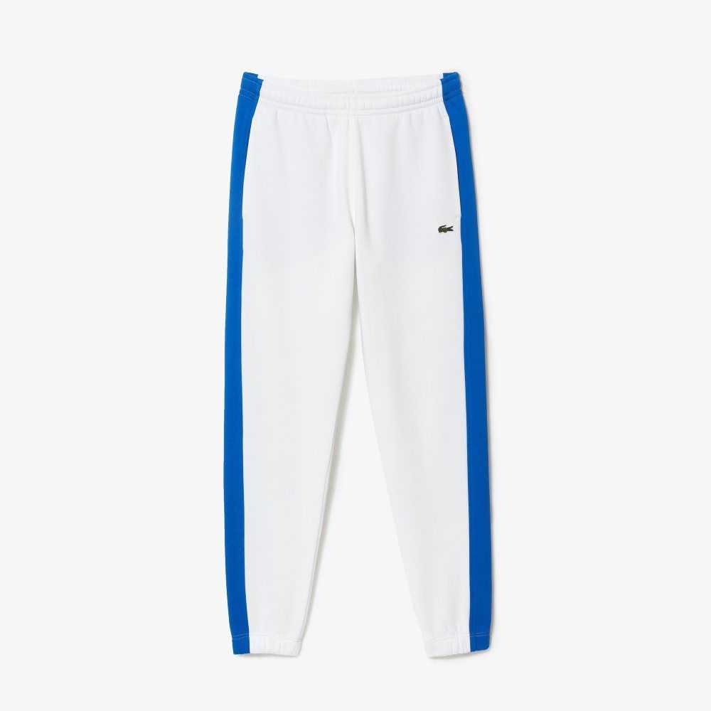 Lacoste Contrast Bands Trackpants White / Blue | OHX-867103