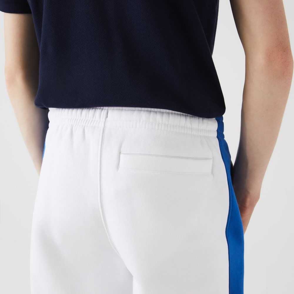 Lacoste Contrast Bands Trackpants White / Blue | OHX-867103