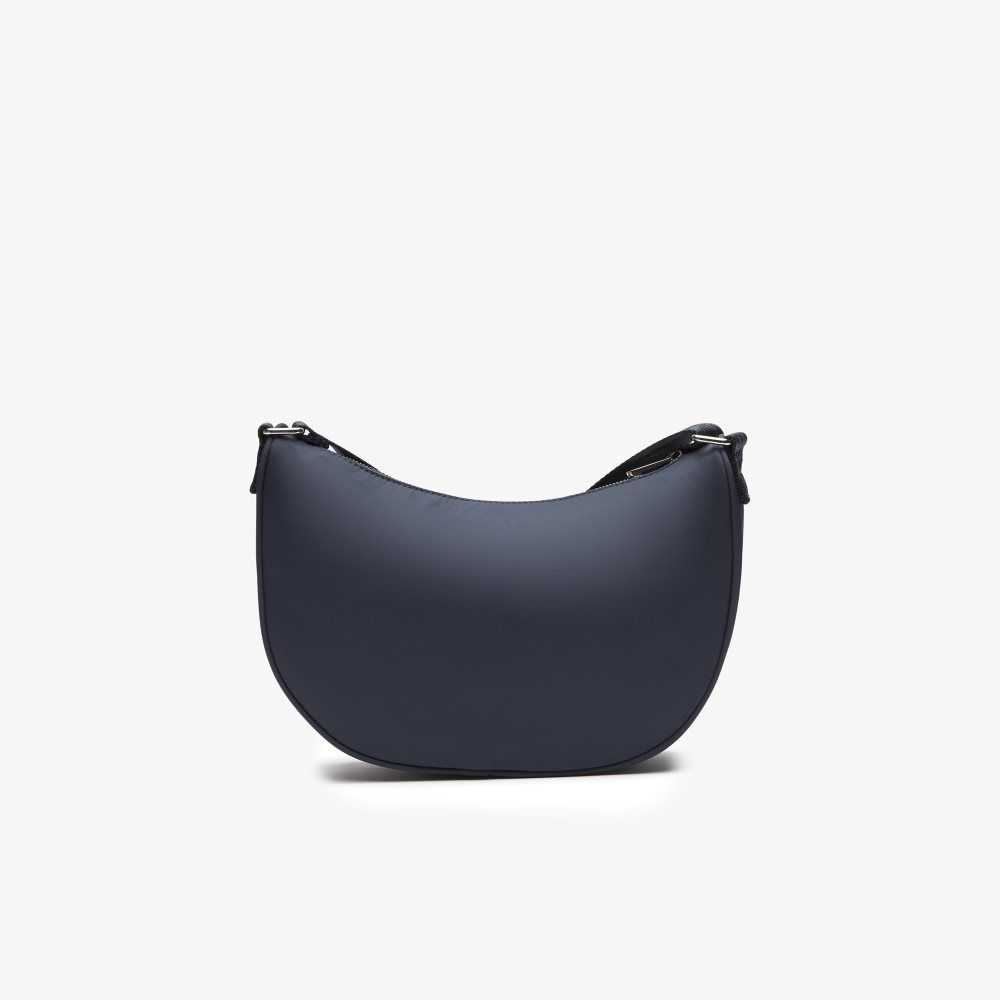 Lacoste Contrast Branding Halfmoon Bag Bleu Nuit Blanc | TSW-240815