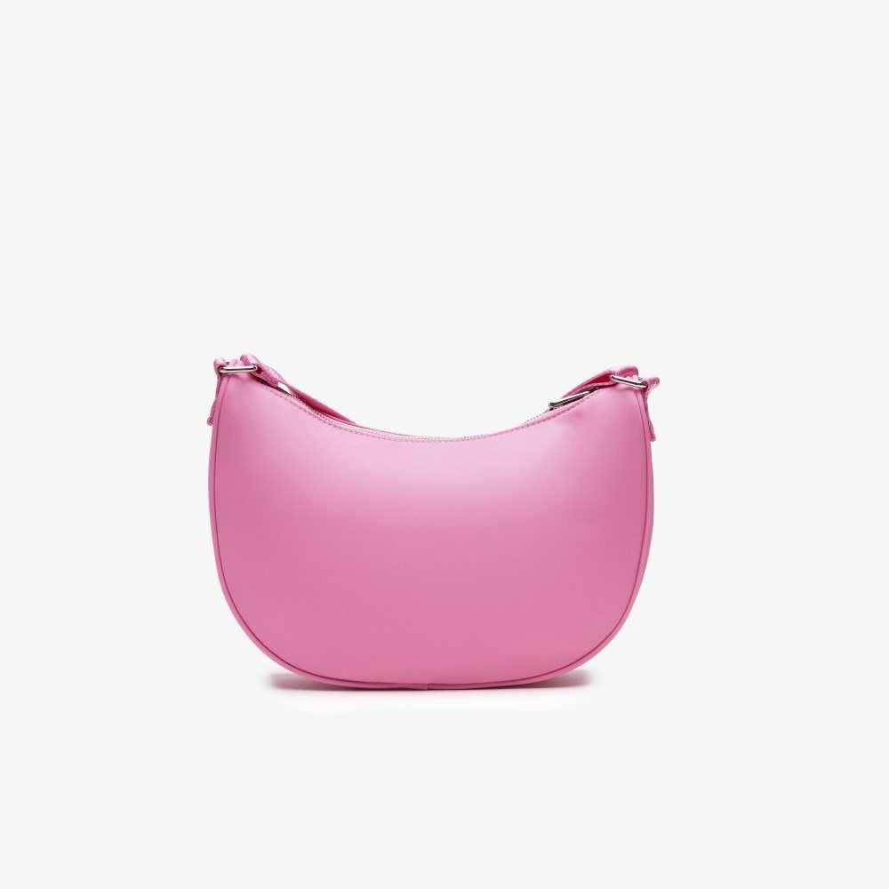 Lacoste Contrast Branding Halfmoon Bag Wild Rose Corrida | QPV-215906