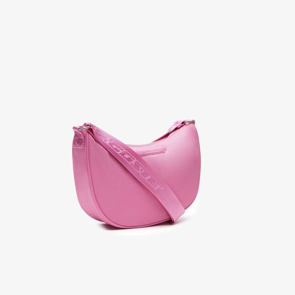 Lacoste Contrast Branding Halfmoon Bag Wild Rose Corrida | QPV-215906