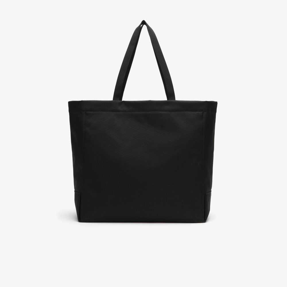 Lacoste Contrast Branding Oversized Tote Bag Noir Patch | EIF-263857