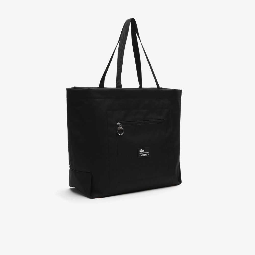 Lacoste Contrast Branding Oversized Tote Bag Noir Patch | EIF-263857