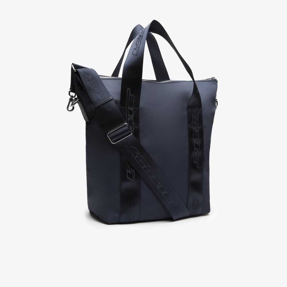 Lacoste Contrast Branding Tote Bag Bleu Nuit Blanc | FBG-179865