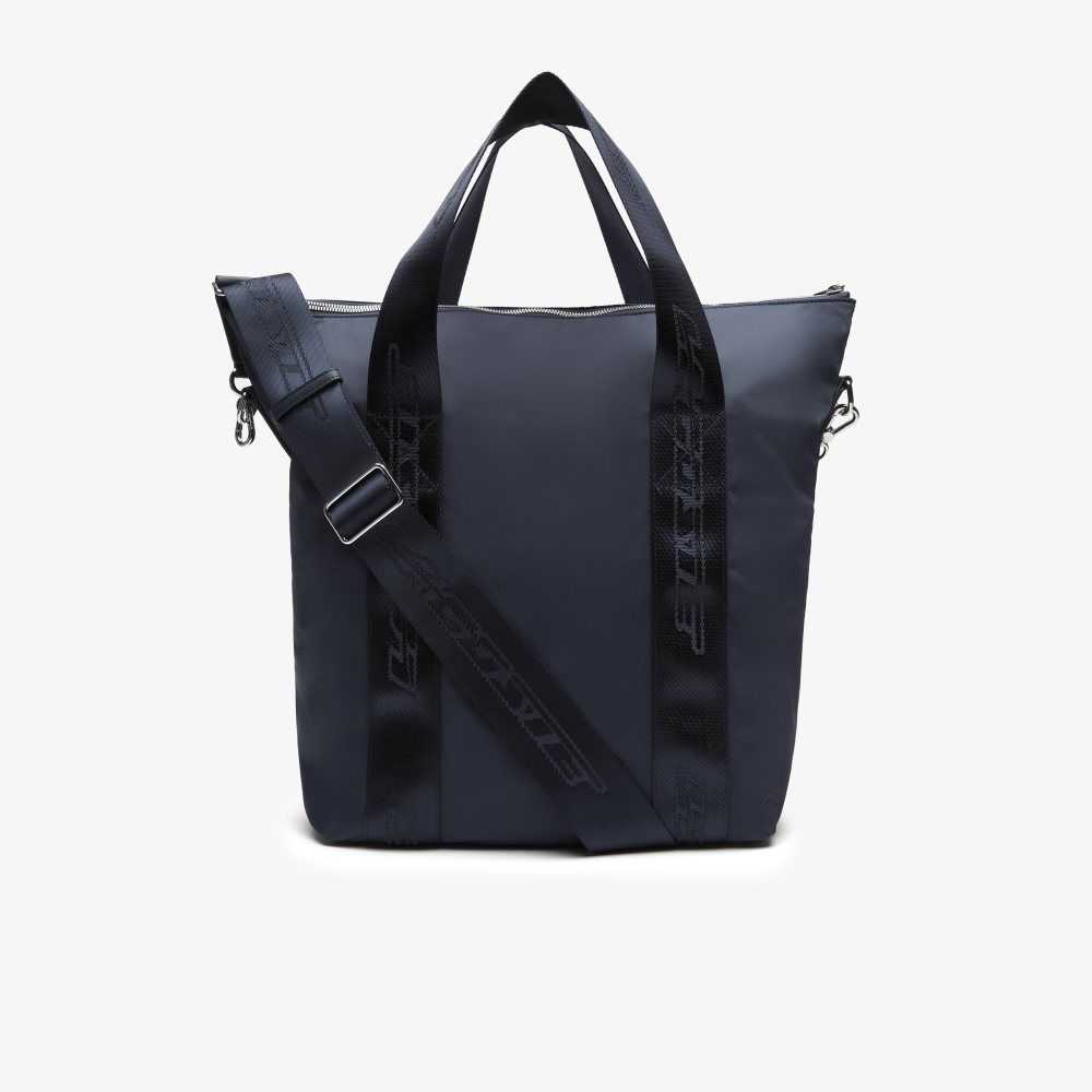 Lacoste Contrast Branding Tote Bag Bleu Nuit Blanc | FBG-179865