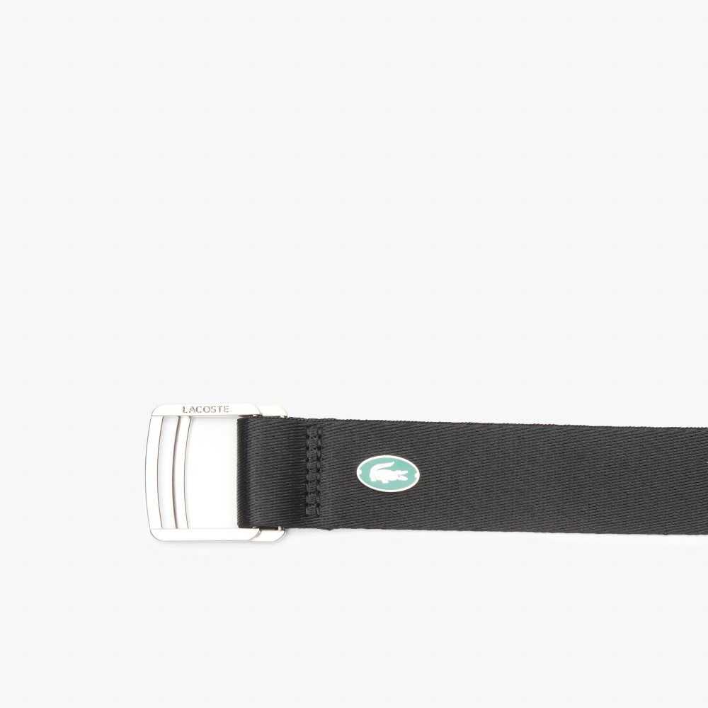 Lacoste Contrast Crocodile Canvas Belt Black | HAQ-750264