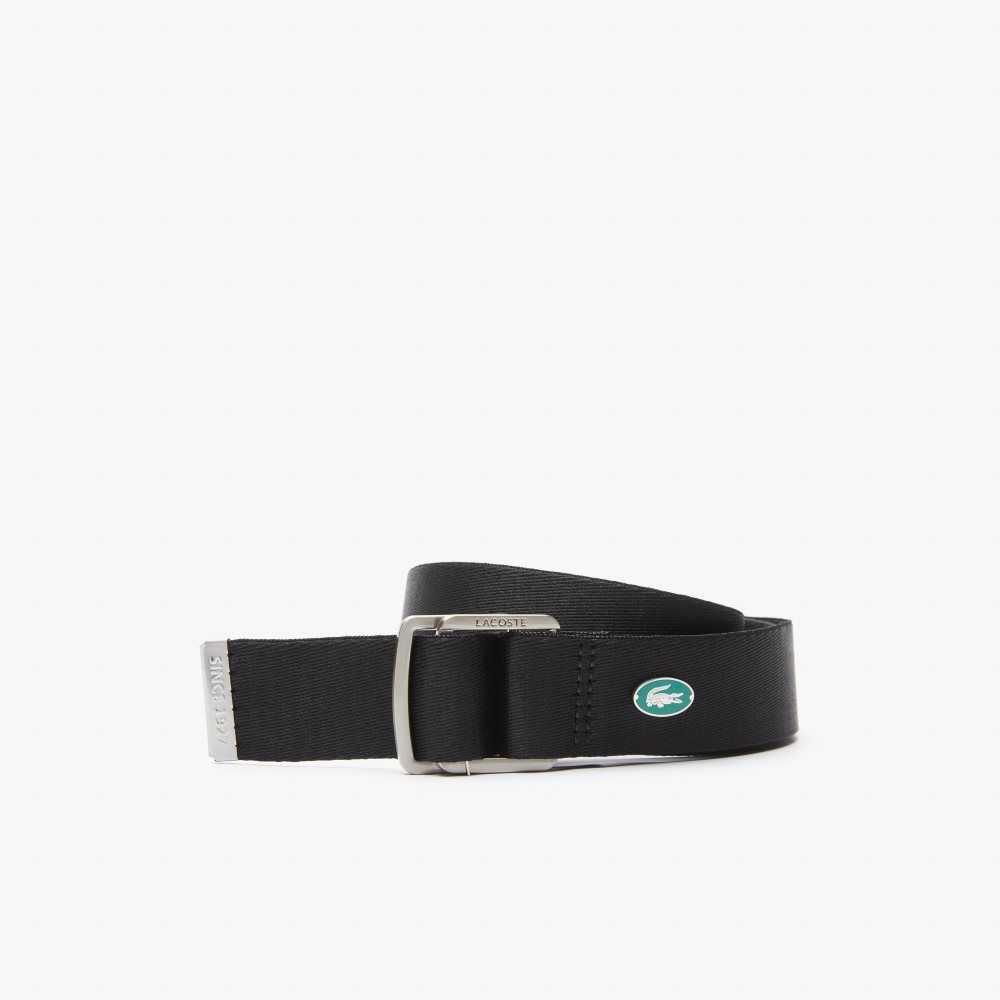 Lacoste Contrast Crocodile Canvas Belt Black | NAI-582097