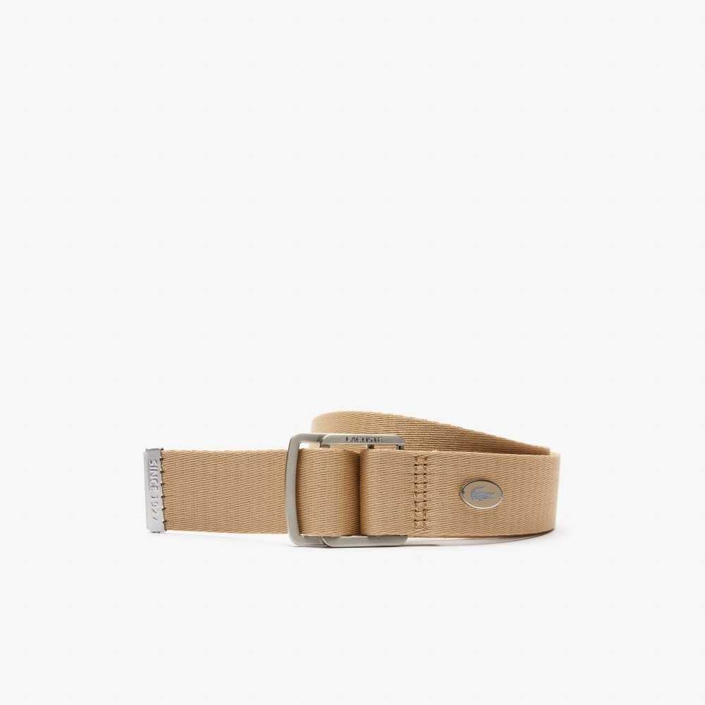 Lacoste Contrast Crocodile Canvas Belt Viennois | PUC-371405