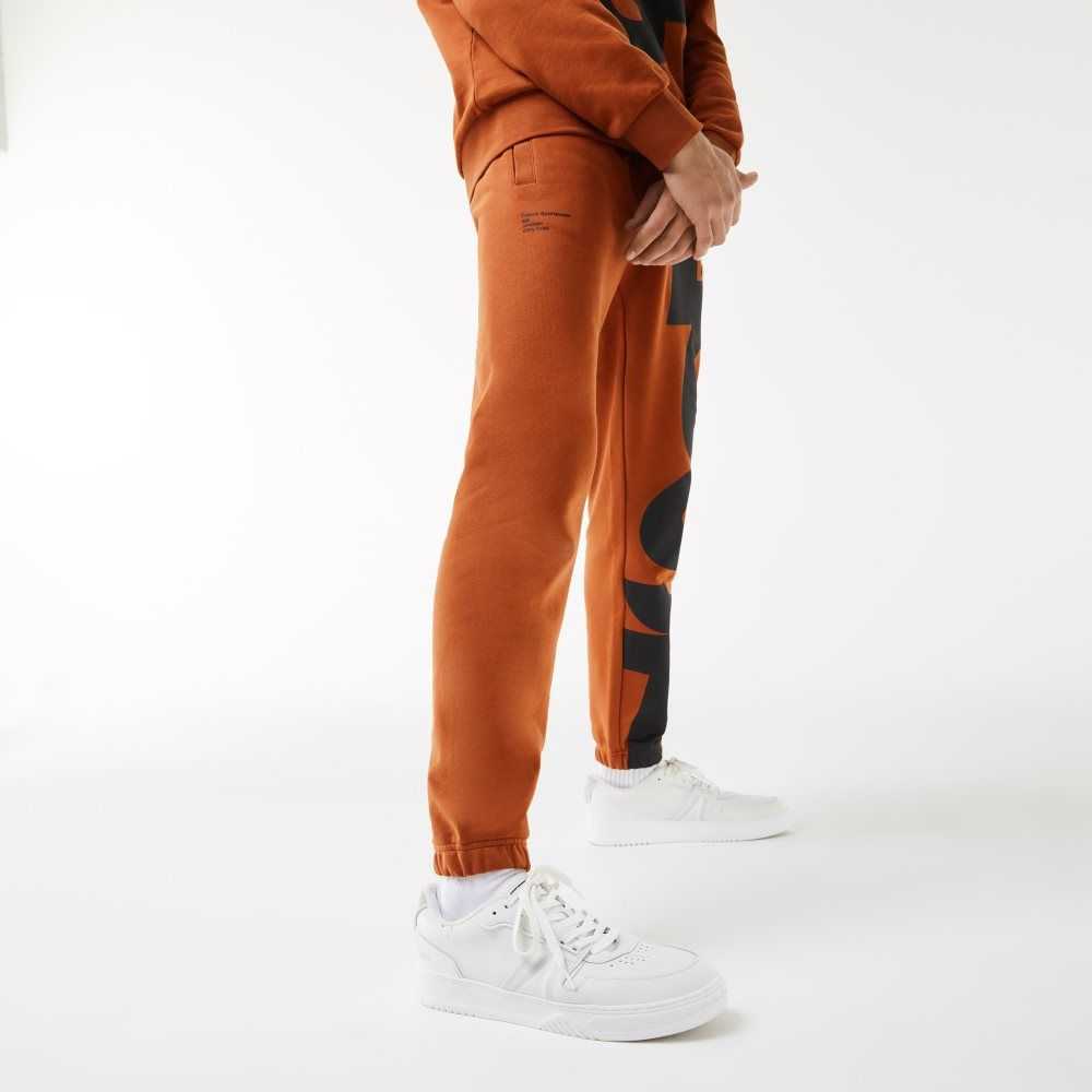 Lacoste Contrast Lettering Cotton Trackpants Brown | BQH-239457