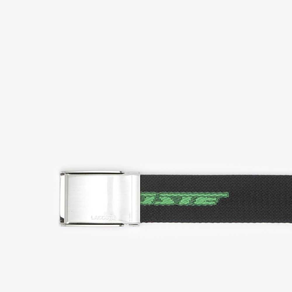 Lacoste Contrast Logo Print Belt Noir Estragon Vert 132 | ECW-240139