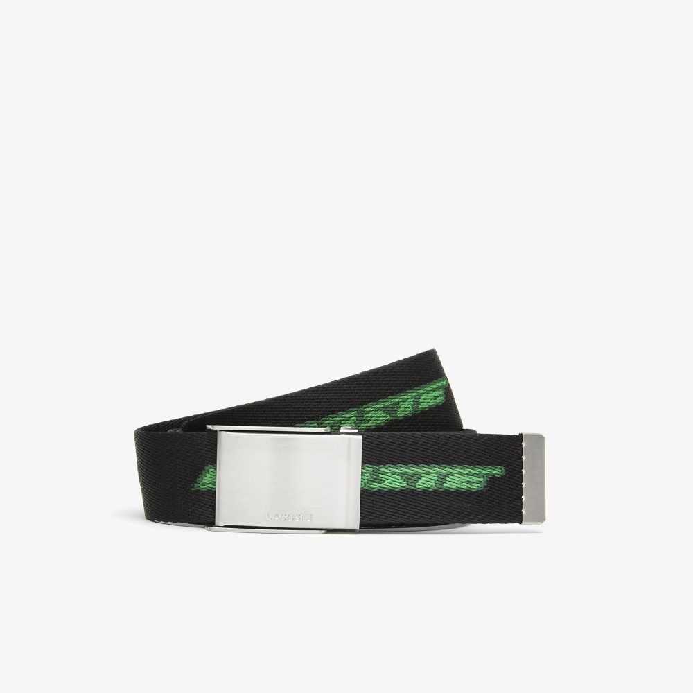 Lacoste Contrast Logo Print Belt Noir Estragon Vert 132 | ECW-240139