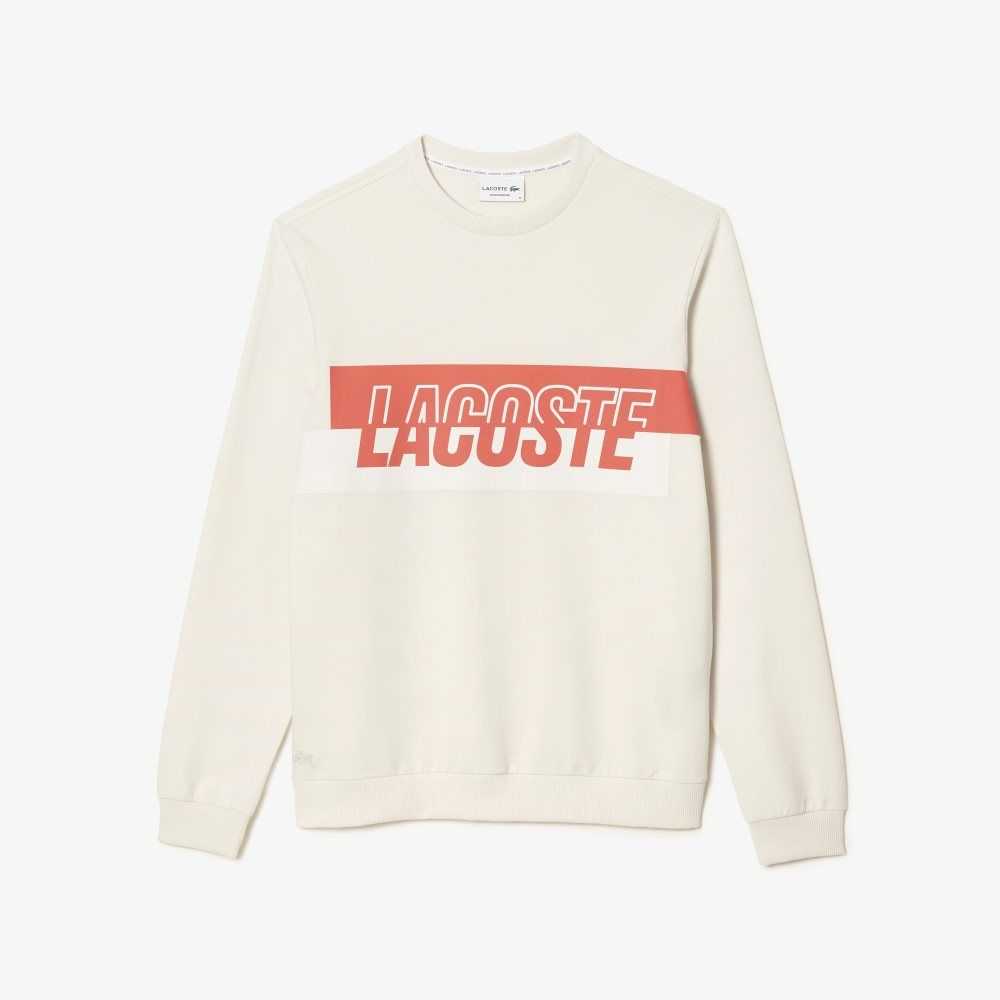 Lacoste Contrast Logo Print Fleece Sweatshirt Beige | XKS-564217