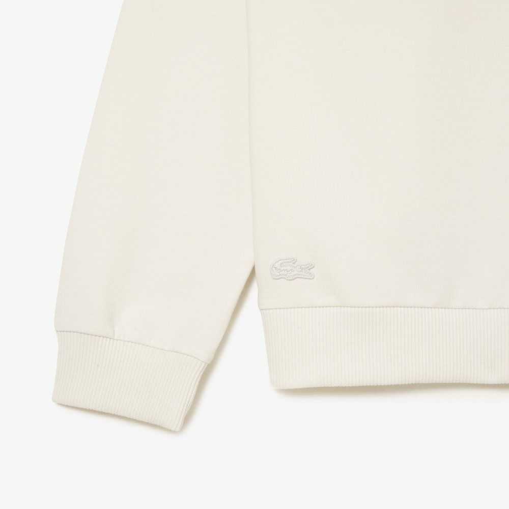 Lacoste Contrast Logo Print Fleece Sweatshirt Beige | XKS-564217