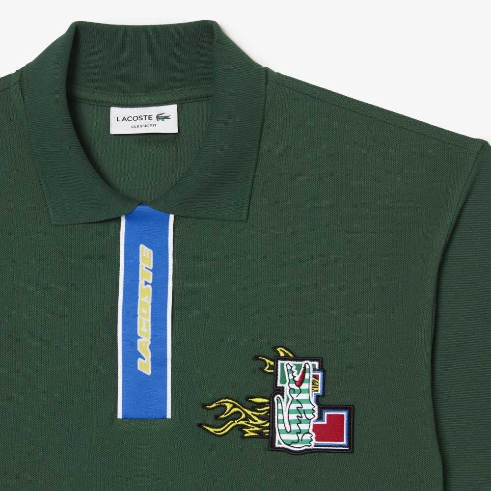 Lacoste Contrast Placket And Crocodile Badge Polo Green | CZE-635914