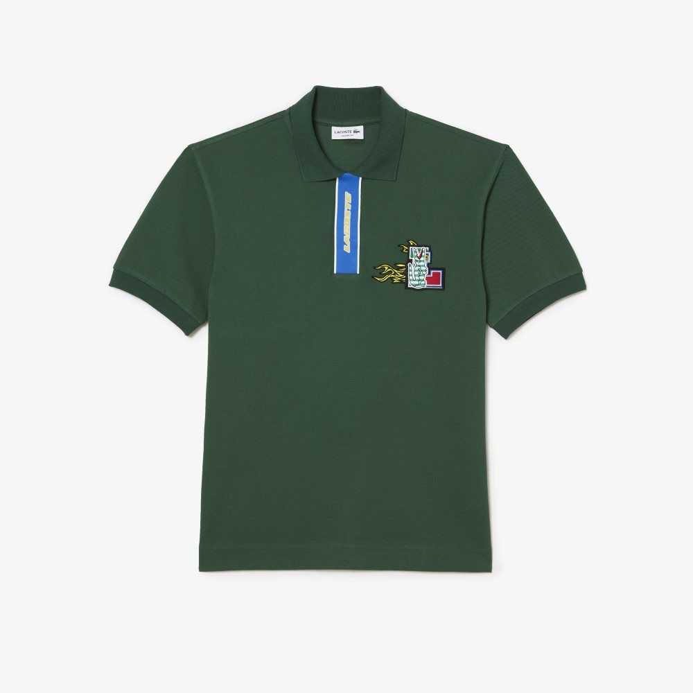 Lacoste Contrast Placket And Crocodile Badge Polo Green | CZE-635914