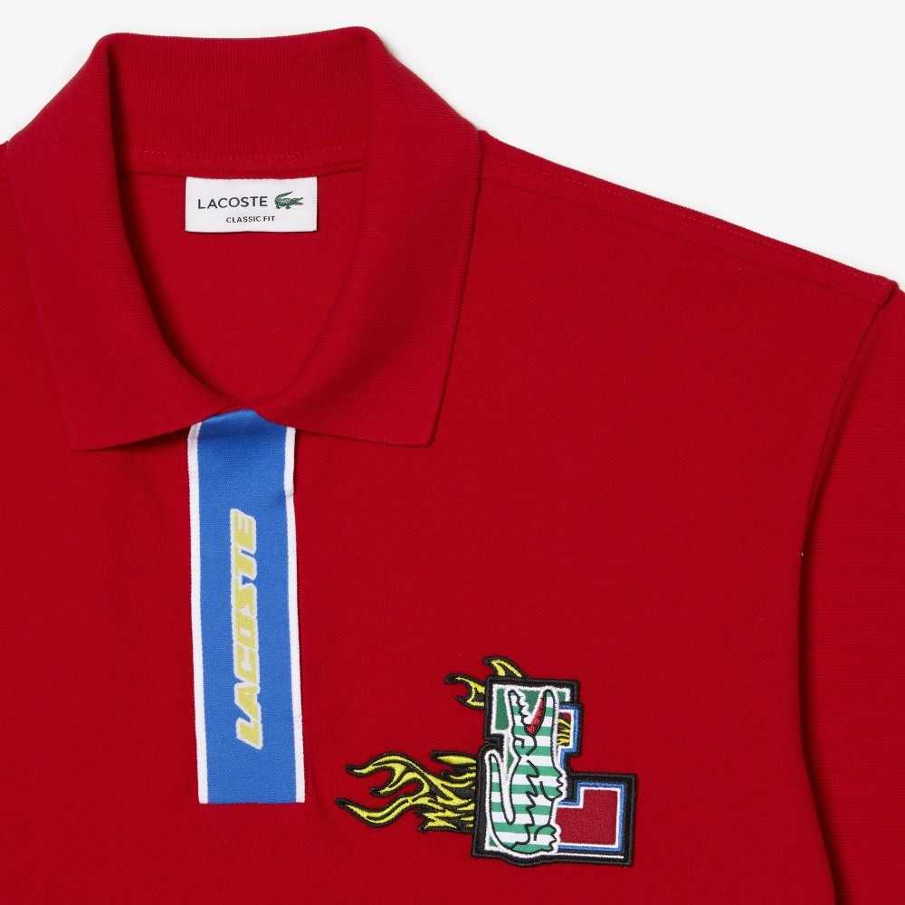 Lacoste Contrast Placket And Crocodile Badge Polo Red | MAF-652780