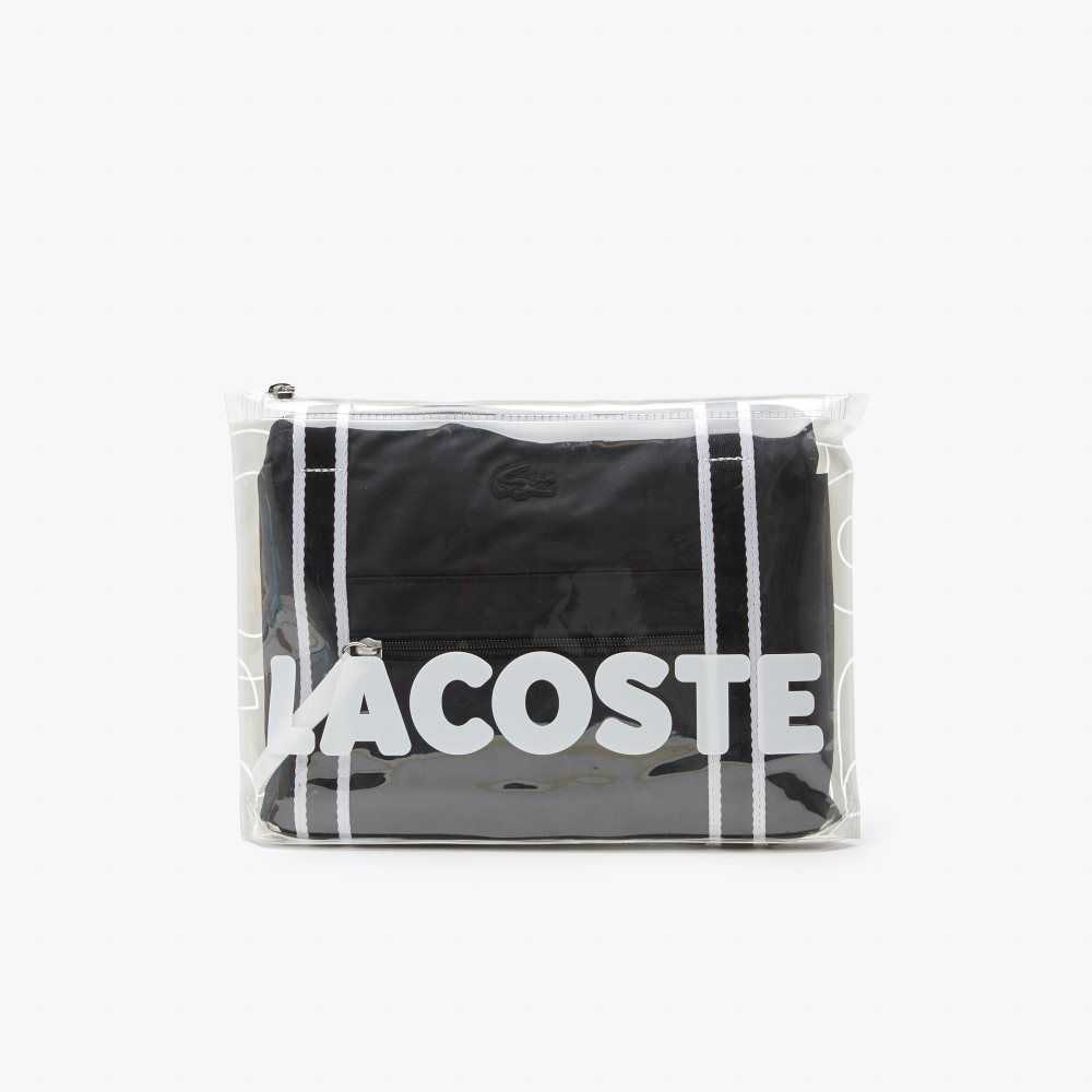 Lacoste Contrast Print Collapsible Weekend Bag Black White | ZXN-965183