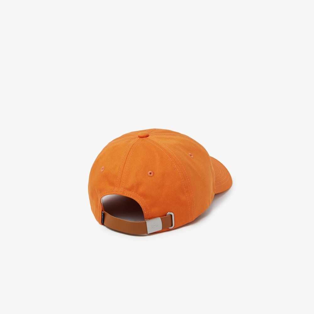 Lacoste Contrast Strap And Oversized Crocodile Cotton Cap Orange | HZN-564038