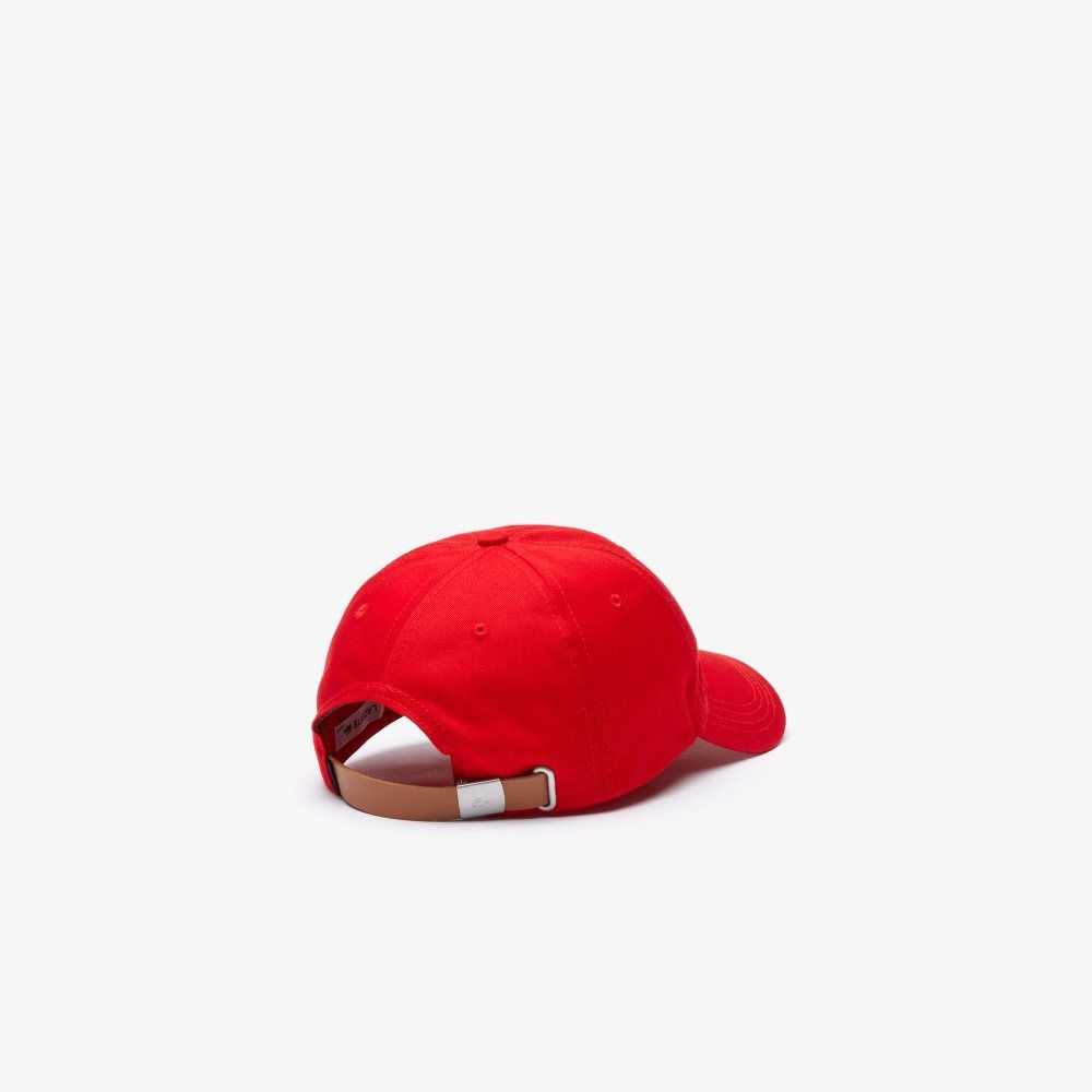 Lacoste Contrast Strap And Oversized Crocodile Cotton Cap Red | ITV-401362